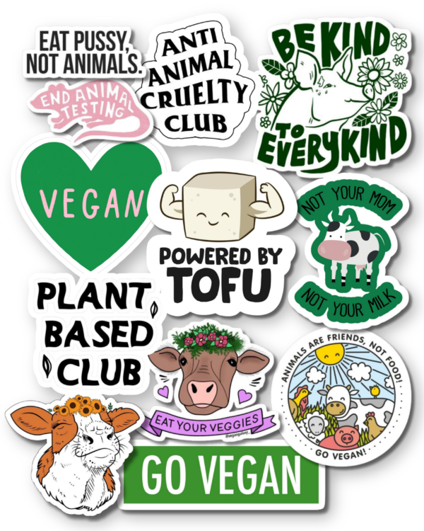 Pack stickers Go Vegan