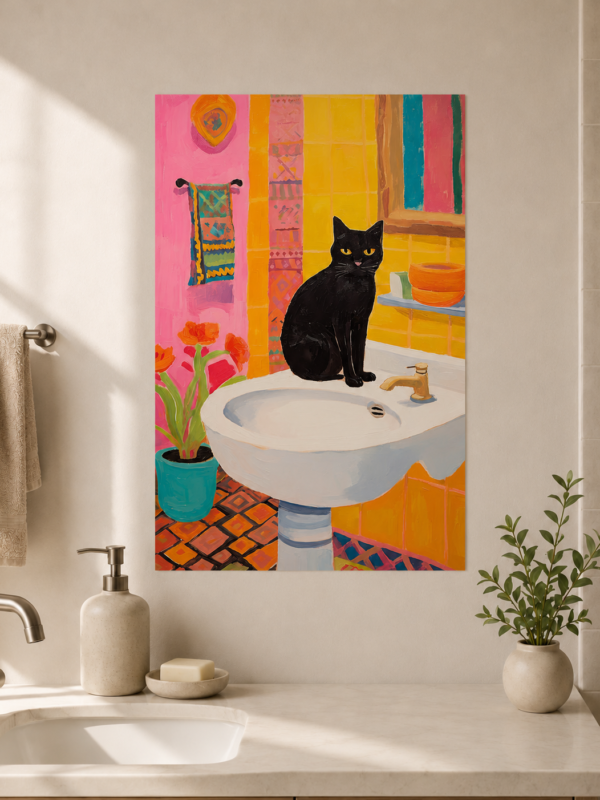 poster para el baño gatitto Póster para el baño gato negro