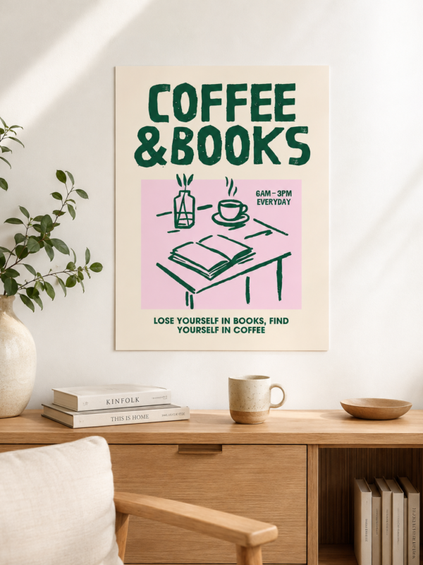 Póster Coffee and Books