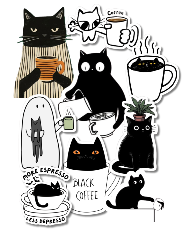 packs de stickers - 31 Pack stickers Café y gatos