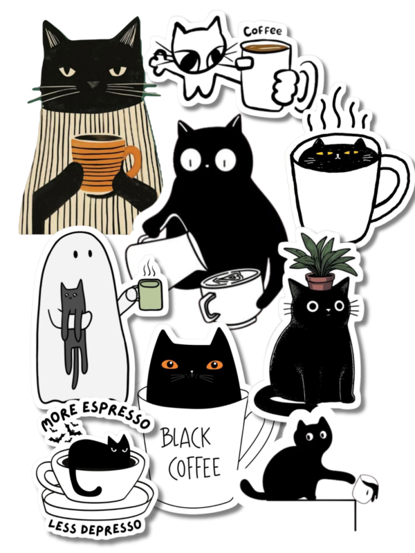 packs de stickers - 31 Pack stickers Café y gatos