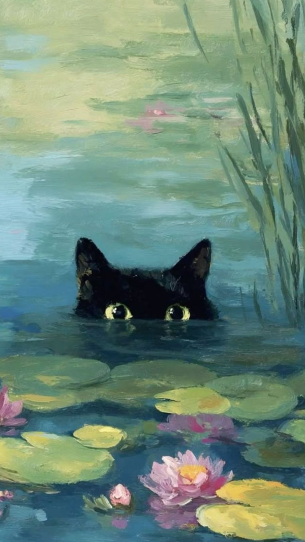 póster gato en el agua Póster Gato en el agua